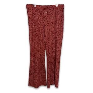 Open Edit Pants Wide Leg High Rise Pull On Floral Lace Brown Women's US 1X NWOT